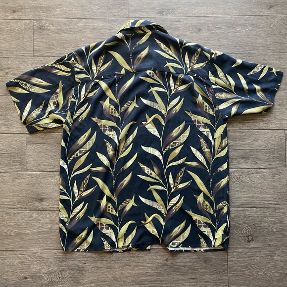Joe Marlin Vintage Original Outfitters Hawaiian Polo Men’s Large Black And Green - Picture 2 of 6